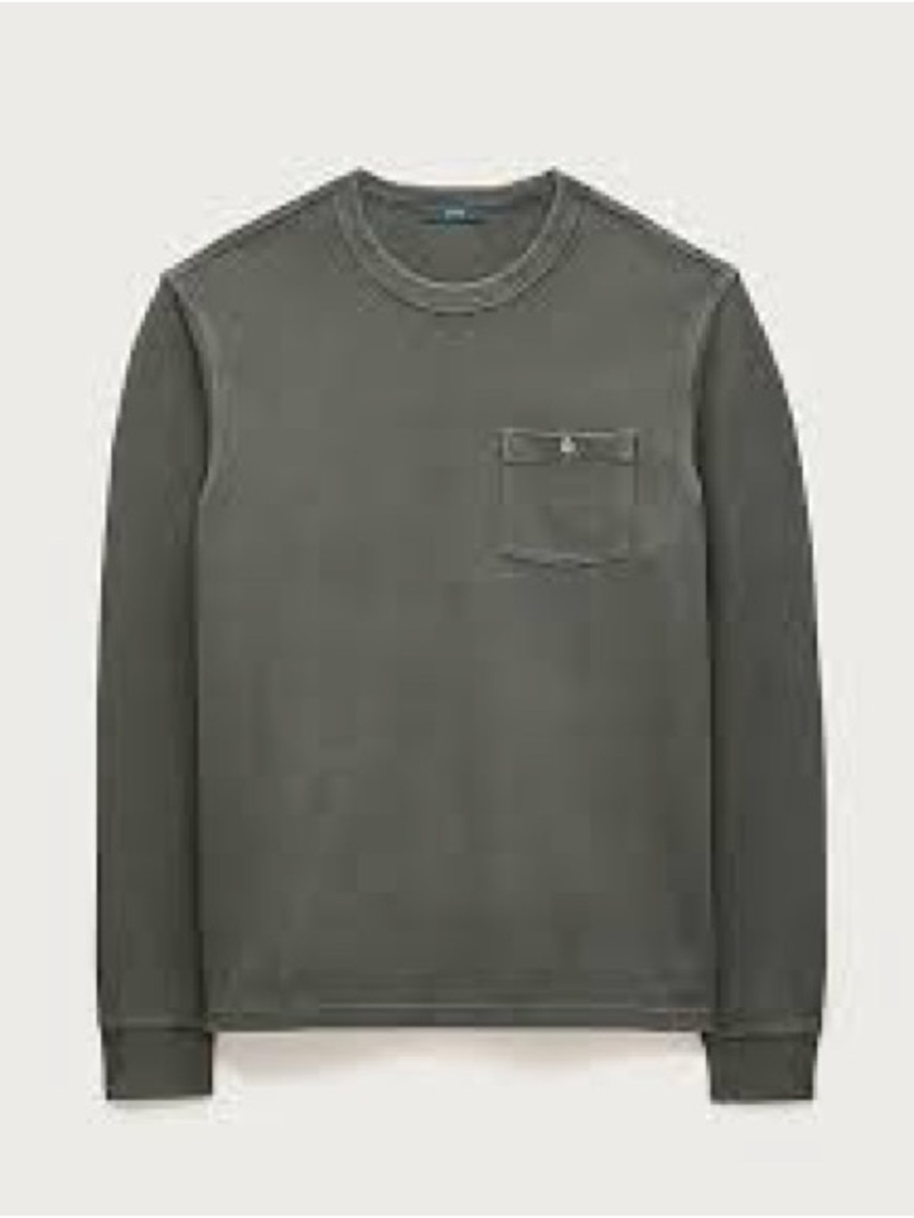 J.Crew Washed piqué long-sleeve pocket T-shirt Crewneck Green Khaki 100% Cotton